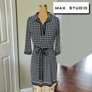 Max Studio black white geometric dress, size Small